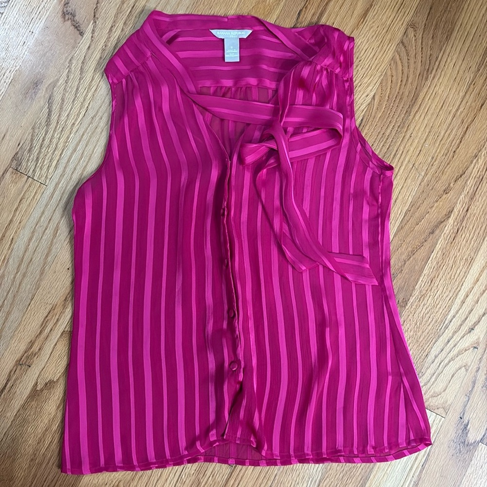 Banana Republic, Small Pink, Striped Sheer Tank Button Down